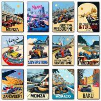 Vintage F1 Racing Car City โปสเตอร์ภาพวาดผ้าใบ-Perfect Wall Art สำหรับผู้ที่ชื่นชอบมอเตอร์สปอร์ตและแฟนรถแข่ง-เพิ่มสัมผัส Nostalgia To Your Home Decor Liyanhong2