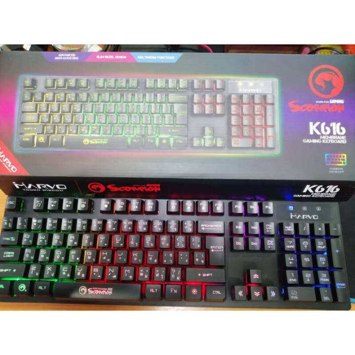 marvo-คีย์บอร์ดเกมมิ่ง-คีย์บอร์ดมีไฟ-keyboard-gaming-scorpion-rainbow-black-light-รุ่น-k616-สีดำ