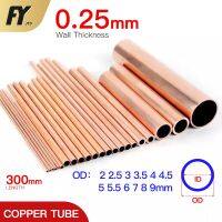 FUYI copper pipe 0.25mm wall thickness 2-9mm OD 300 500mm length Hollow straight round  tubule cooper tube piping  thin-wall Industrial Supplies