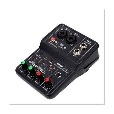 TEYUN Q12 Computer Recording Sound Card 2-Channel Mono Recording Special Mixer USB Drive-Free Sound Card 48V