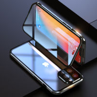 Metal Plating Magnetic Cover For iPhone 13 Pro Max Mini Case 360° Clear Glass Full Protection Shockproof Phone Case Coque Fundas