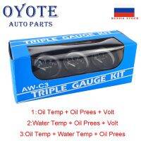 OYOTE เกจวัดความดันน้ำมันชุดสามชุด2 /52มม.,มิเตอร์รถยนต์น้ำอุณหภูมิโวลต์มิเตอร์3 In1พร้อมเซ็นเซอร์