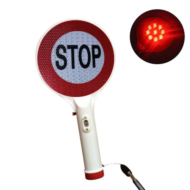 Handheld LED Traffic Sign Stop Light Rechargeable Car Warning Sign ...