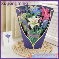 Xuyongming ช่อดอกไม้3D ตกการ์ดกระดาษแกะสลักของขวัญการ์ดทักทายดอกไม้
