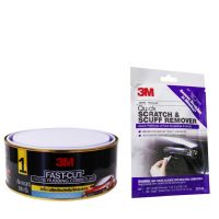 3M Fast-Cut Compound ครีมขัดลบรอย ขนาด 500กรัม.+ชุดขัดลบรอยด้วยมือ 3M Scratch &amp; Scuff Removal 39149