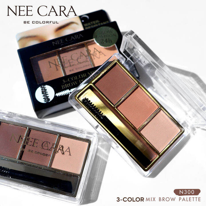 nee-cara-นีคาร่า-พาเลทคิ้ว-พาเลทเขียนคิ้วเนื้อฝุ่น-3-ช่อง-n300-3-color-mix-brow-powder