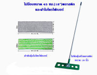 ( 2ชุด)ไม้ม็อบดันฝุ่น 18 นิ้ว = 2ชุด แบบพลาสติก พร้อมผ้าม็อบไมโครไฟเบอร์ 4 ผืน ด้ามอลูมิเนียมอย่างดี 1.5 เมตร สินค้าดี