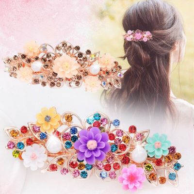 Shell Flower Top Clip Rhinestones Korea Spring Clip Wild Female Hair Clip Hair Catch Headdress Head Clip