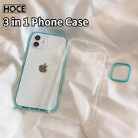 HOCE เคสสีพื้นแบบ3-In-1,สำหรับ iPhone 13 Pro Max 13 12Mini กันกระแทกฝาหลังใสสำหรับ iPhone 11 12 Pro XS Max X XR 7 8 Plus SE 2020