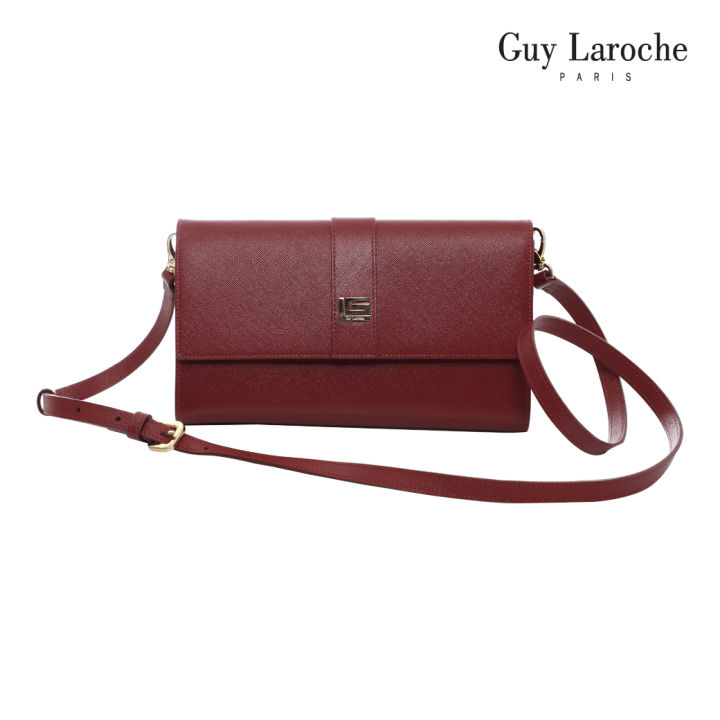 guy-laroche-กระเป๋าสะพายสตรี-รุ่น-classic-iii-สีแดง-หนังอัดลาย