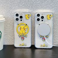 มอนสเตอร์กระเป๋าการ์ตูนน่ารัก Pokemon Pikachu ที่มีฟังก์ชั่นแม่เหล็กเคสโทรศัพท์ Magsafe สำหรับ iPhone 15 Pro Max Plus เคสนิ่มสำหรับ iPhone 14 Pro Max ฝาหลังโทรศัพท์สำหรับ Apple 12 11เคสห่อหุ้ม