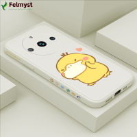 เคสกล้องสำหรับ Realme 11 Pro 5G Realme 11 Pro + 5G ลายการ์ตูนน่ารัก Psyduck ด้านข้างดีไซน์ลายเคสโทรศัพท์มือถือขอบสี่เหลี่ยมปลอกซิลิโคนน้ำคลุมทั้งหมด