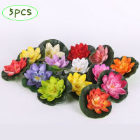 【cw】5PCSSet Colorful Artificial Fake Floating Water Lily Flower Lotus Leaf Pond Plants Garden Pool Decor ！