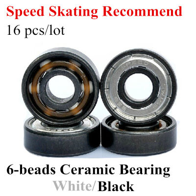 Best Price! 16 pcs Inline Speed Skates Roller Patins White Ceramic 608 Bearing ILQ-9 ILQ-11 Si3N4 Black Hybrid 6 Bead for SEBA
