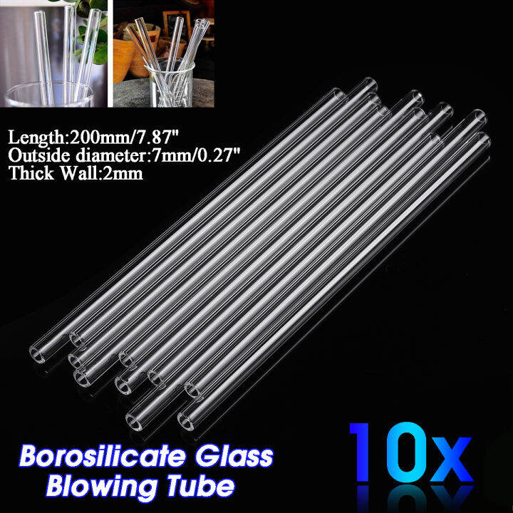 10Pcs 200mm OD 7mm 2mm Thick Wall Borosilicate Glass Blowing Tube School Lab Use Stiring Stirrer