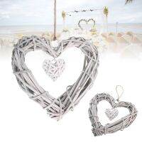 Chic Wicker Hanging Hearts Gray White Artificial Wreaths DIY Heart Wicker for Wedding Birthday Party Wall Hanging Decoration