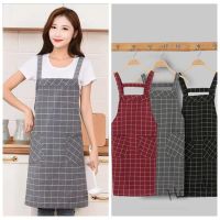 【hot sale】✟☃ D13 Cotton Apron Waterproof and Oilproof Home Kitchen Apron Fashion Cooking Coffee Shop Work Apron Hot Pot Restaurant Apron