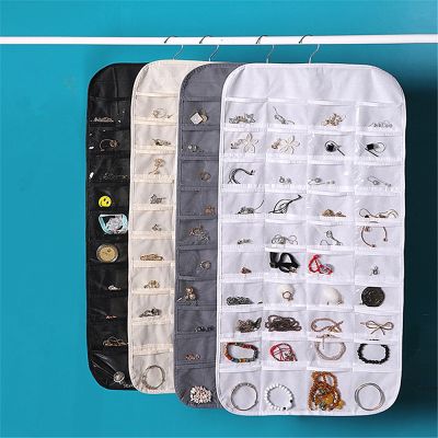 【CW】 New 80 Pockets Hanging Jewelry Storage Earring Necklace Ear Stud Pendants Display Holder Organizer