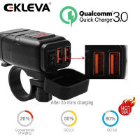 EKLEVA รถจักรยานยนต์รถ-Mounted Charger อะแดปเตอร์ USB กันน้ำ12V โทรศัพท์ Dual Quick Charge 3.0โวลต์มิเตอร์เปิดปิดอุปกรณ์ Moto