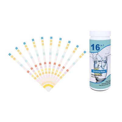16 in 1 Pool SPA Test Strips 50 Strips High Sensitivity PH Value Total Alkali Nitrate Water Quality Test for Swimming Pool Inspection Tools
