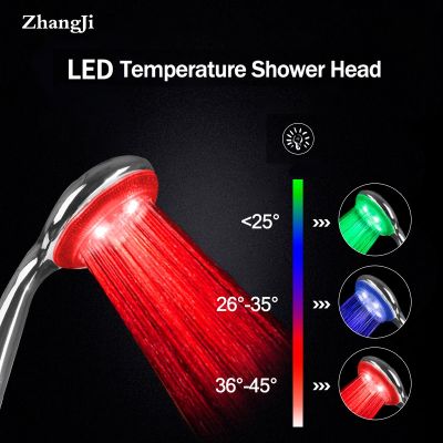 ♞∈ Zhangji nowy sterowany temperaturą LED głowica prysznicowa Super duży Panel z 3 zmianami kolorów 5 chromowanie wysokiej jakości