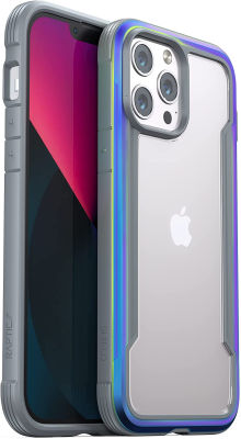 Raptic Shield for iPhone 13 Pro Case, Shockproof Protective Clear Case, Military 10ft Drop Tested, Durable Aluminum Frame, Anti-Yellowing Technology Case for iPhone 13 Pro, Iridescent