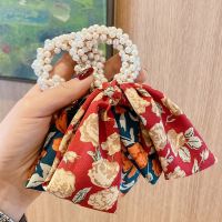 [COD] Broken flower headband summer hair circle Korea tie rubber band head net red streamer Mori headdress