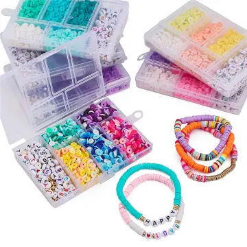 1160pcs/box 6mm Flat Round Polymer Clay Beads Plastic Alphabet Letter Heart  Star Beads Set Elastic