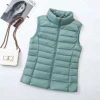 ZZOOI Autumn Winter Duck Down Vest 2022 New Women Ultra Light Thin Short Zipper Jackets Slim Sleeveless Waistcoat Coat