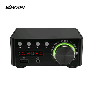 KKmoon HIFI BT5.0เครื่องขยายเสียงดิจิตอลมินิสเตอริโอ Amp 100W Dual Channel Power เครื่องรับสัญญาณเสียงแอมป์ USB AUX สำหรับโฮมเธียเตอร์ USB TF Card เครื่องเล่นพร้อมสายเสียงสีดำ EU Plug