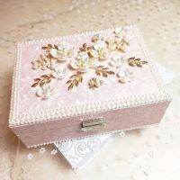 [COD] shipping European-style box double-layer lock storage large-capacity pearl flower-shaped princess beads