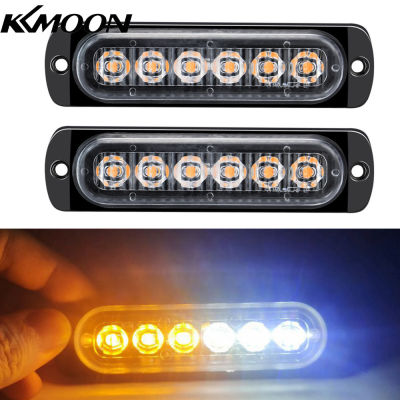 KKmoon 2ชิ้น12-24โวลต์ LED S Trobe ไฟเตือนฉุกเฉินกระพริบไฟเตือนแถบแสงสำหรับรถยนต์รถบรรทุกรถตู้รถ ATV SUV เรือยอชท์ยานพาหนะ