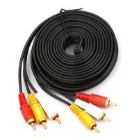 AV Composite 3 RCA Cable Male Video Stereo Audio Triple 3-RCA Cord DVD TV 15M (สืดำ)