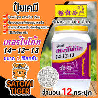 ปุ๋ยเคมี เทอร์โมโค้ท 14-13-13 จำนวน 12 กระปุก ขนาด 1 กิโลกรัม ปุ๋ยไม้ประดับ ปุ๋ยเม็ด ปุ๋ยแคคตัส ปุ๋ยต้นไม้ อาหารเสริมพืช ละลายช้านาน 3เดือน