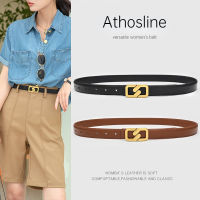 Athosline เข็มขัดหนังผู้หญิง,2.5ซม. เข็มขัดหนังแท้ย้อนยุคคลาสสิกหัวเข็มขัด2023 INS แฟชั่นของขวัญกางเกงขนาด26-35คุณภาพสูง