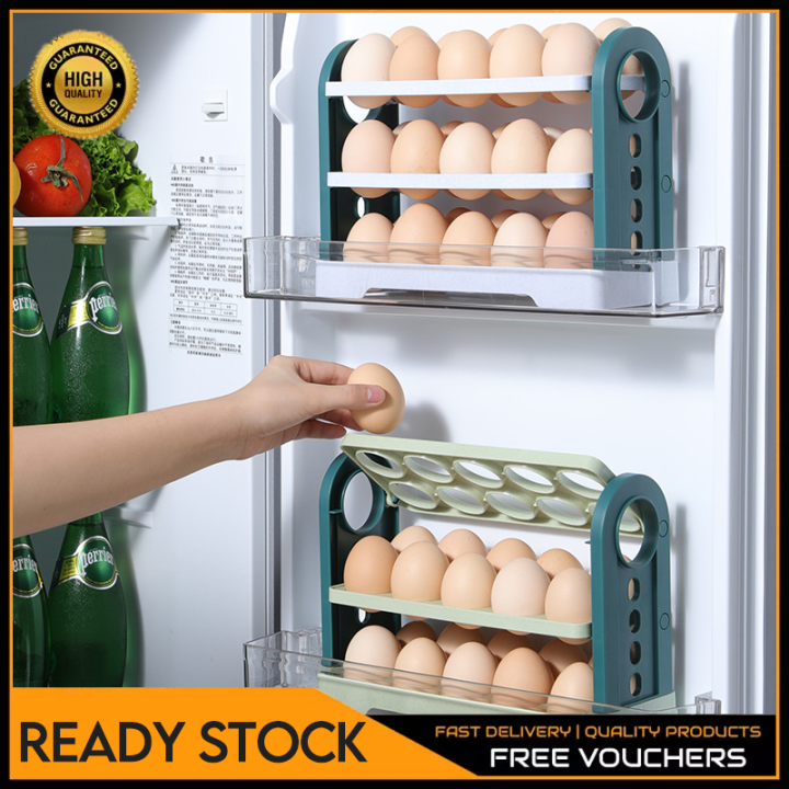 กล่องจัดระเบียบภาชนะเก็บไข่พลาสติกใสสำหรับตู้เย็นกล่องเก็บของไข่30ช่องเก็บไข่ให้คงความสดใส
