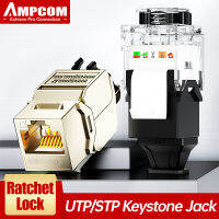 AMPCOM CAT7A CAT6A CAT7 CAT6แจ็คคีย์ RJ45ตัวต่อแบบแยกส่วนล็อควงล้อ Stp/utp Toolless Modular Modular Jacks โมดูลสังกะสีอัลลอย10Gbps