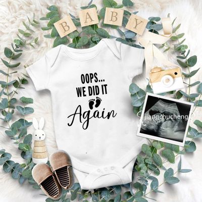 We Did It Again Funny Pregnancy Announcement Baby Onesies Cotton Short Sleeve Infant Rompers Body Baby Boys Girls Jumpsuit Ropa
