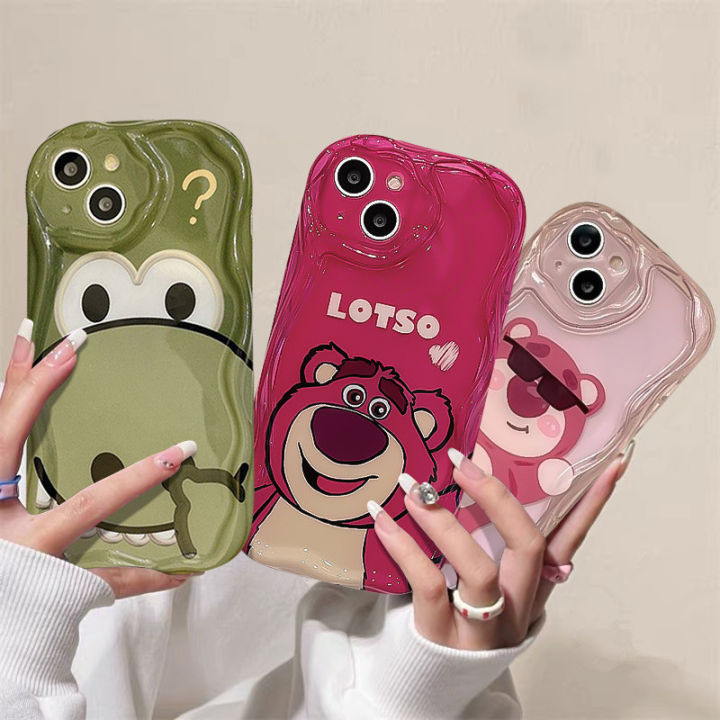 เคสสำหรับ-oppo-a57-a78-a77s-a55-a17-a17k-a16-a15-a54-a95-a96-a76-a12-a3s-f9เคสโทรศัพท์-a5-a7-a5s-a74-a93-reno-4f-reno-5f-pro-ทำจากซิลิโคนรูปหมีสตรอเบอรี่แบบโค้ง