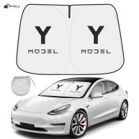 สำหรับ Tesla รุ่น Y 3 2017 2018 -2022ที่บังแดดหน้ารถยนต์ครีมกันแดดหน้าต่างบล็อกกระบังกันแดดม่านบังแดดร่มกันแดดป้องกันรังสียูวี