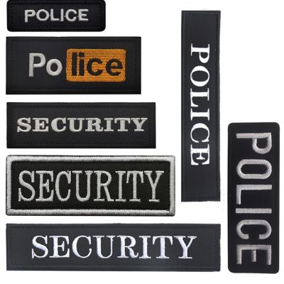 POLICE SECURITY Embroidery Letter Magic Sticker Chest Strip Black and White Bag with Sticker Strip Patches for Clothing Adhesives Tape