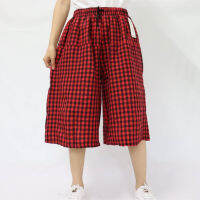 ส่งไว กางเกงลายสก็อตไซส์ใหญ่ large size plaid pants เนื้อผ้าสปัน   เอวเป็นยางยืด  สาวอวบใส่ได้ ขากว้าง  ใส่สวยดูมีสไตล์     รุ่น#818