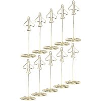 【CW】▦¤◄  20Pcs Memo Clip Holder Table Number Name Card Holder Desktop Metal Business Photo Gold Plane Frame With Base