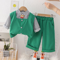 IENENS Autumn Boy Long Sleeve Clothing Sets 0-4 Years Baby Casual Clothes Outfits 3PCS Baby Vest + Shirt + Pants Kids Party Wear Suits