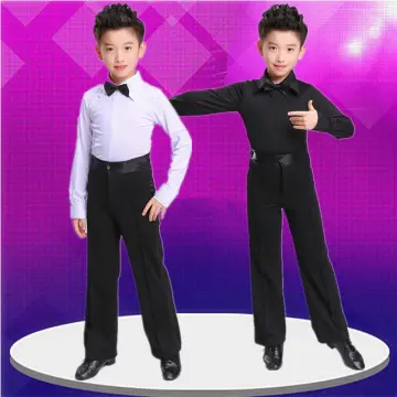 2021 Kids Latin Ballroom Dancing Costume White Shirt Boys Latin
