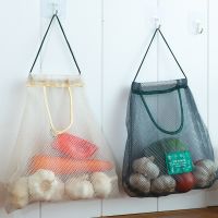1/2PCS Mesh Net Fruit Vegetable Garlic Onion Hanging Storage Bags Food Reusable Bag Organizer Home Hollow Kitchen Accessory