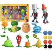 COME 10pcs/set เด็กชาย ตุ๊กตาโมเดลเต็มตัว ของขวัญวันเกิด รูปอะนิเมะ Plants vs Zombies Toy การต่อสู้บนโต๊ะเกม ดอกทานตะวันเหยือกถั่วพริก