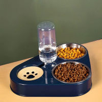 3In1 Dog Cat Food Bowl with Bottle Automatic Drinking Feeder Fountain Portable Durable Stainless Steel 3 Bowls Supplies