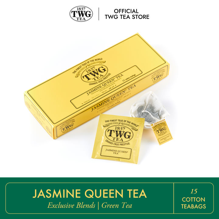 TWG Tea Jasmine Queen Tea, Green Tea Blend in 15 Hand Sewn Cotton Tea