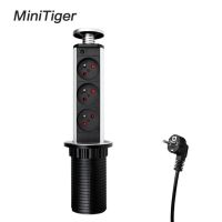 Minitiger 16a ฝรั่งเศสดึงขึ้นมา3เต้าเสียบไฟ2 Usb ชาร์จพอร์ตโต๊ะในครัวซ็อกเก็ตโต๊ะพับเก็บได้